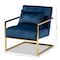 Baxton Studio Mira Navy Blue Velvet Upholstered Gold Finished Metal Lounge Chair 160-9926 - alternate 7